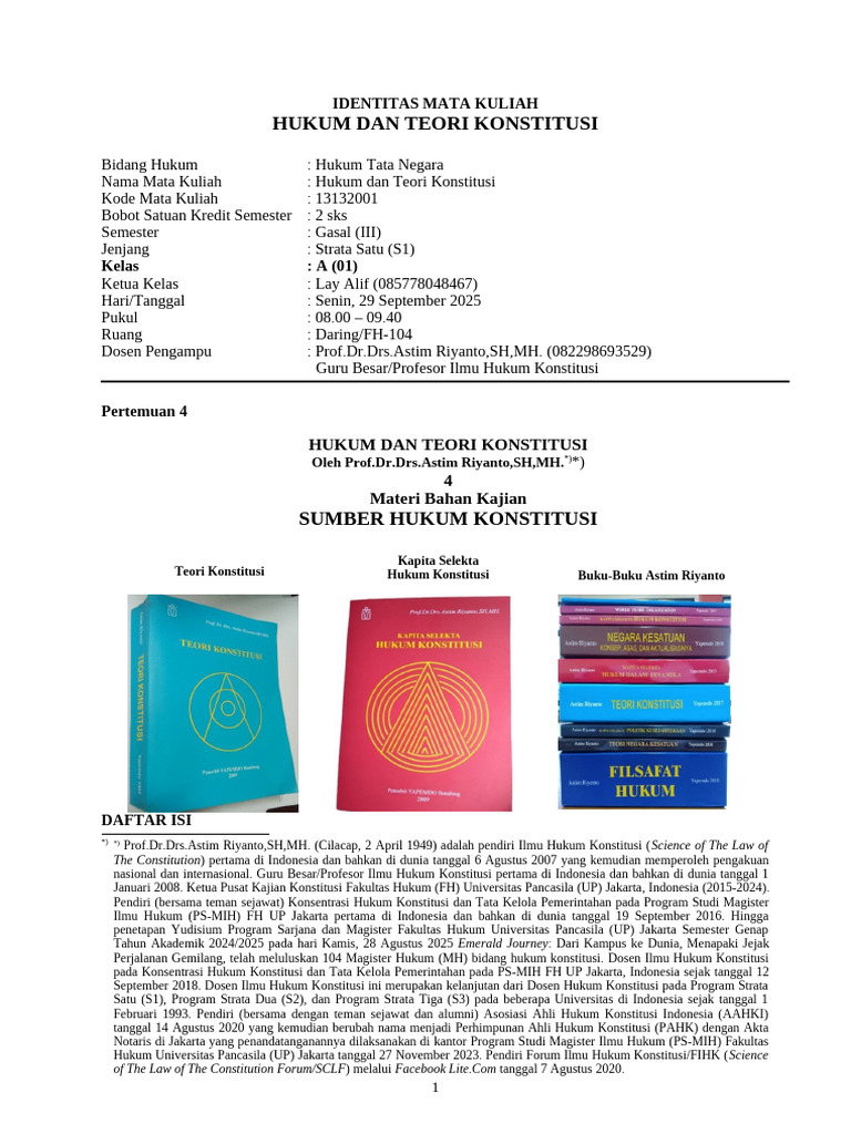 Hukum dan Teori Konstitusi S1 | PDF