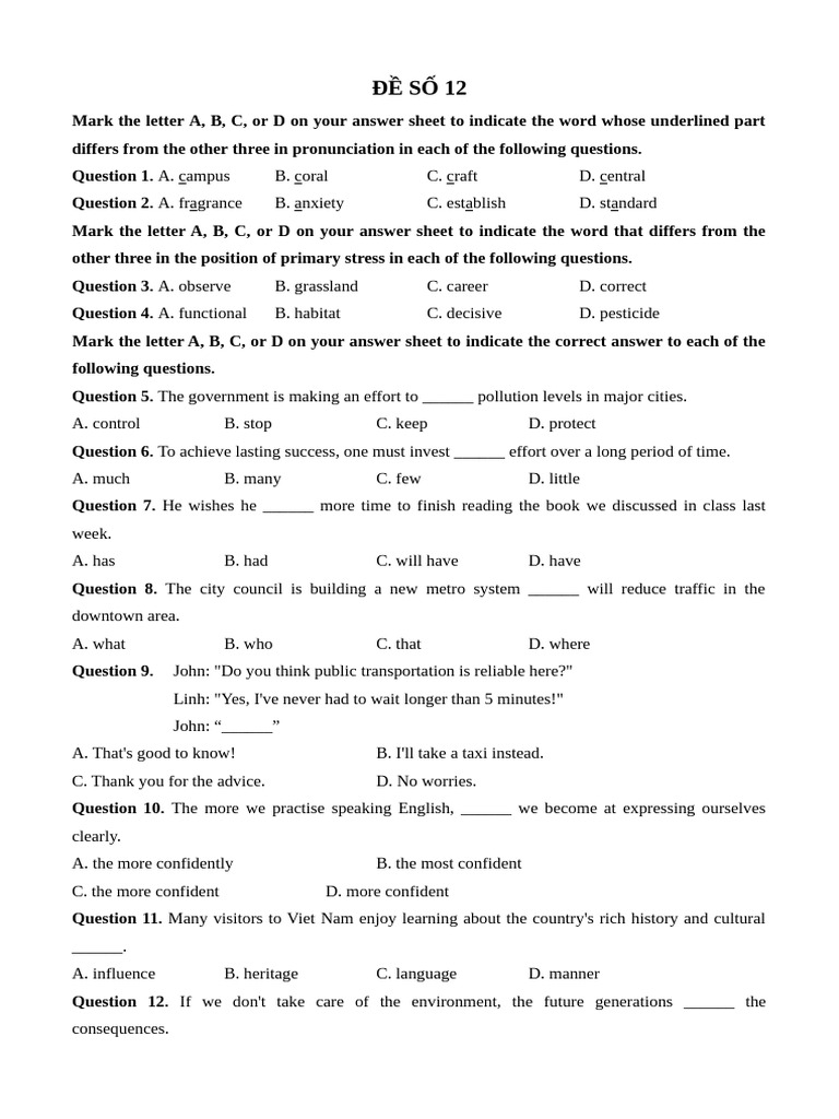 test 12 (2) | PDF | Cost Of Living