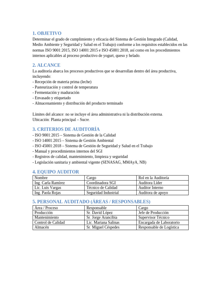 Plan de Auditoria | PDF | Calidad (comercial) | Sistema de manejo de ...