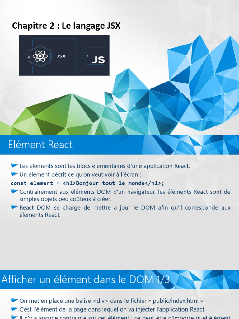 Introduction au langage JSX en React | PDF | Langage de balisage ...