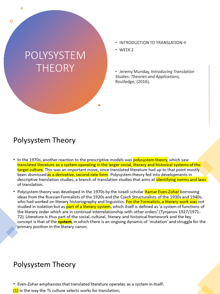 Understanding Polysystem Theory in Translation | PDF | Translations ...