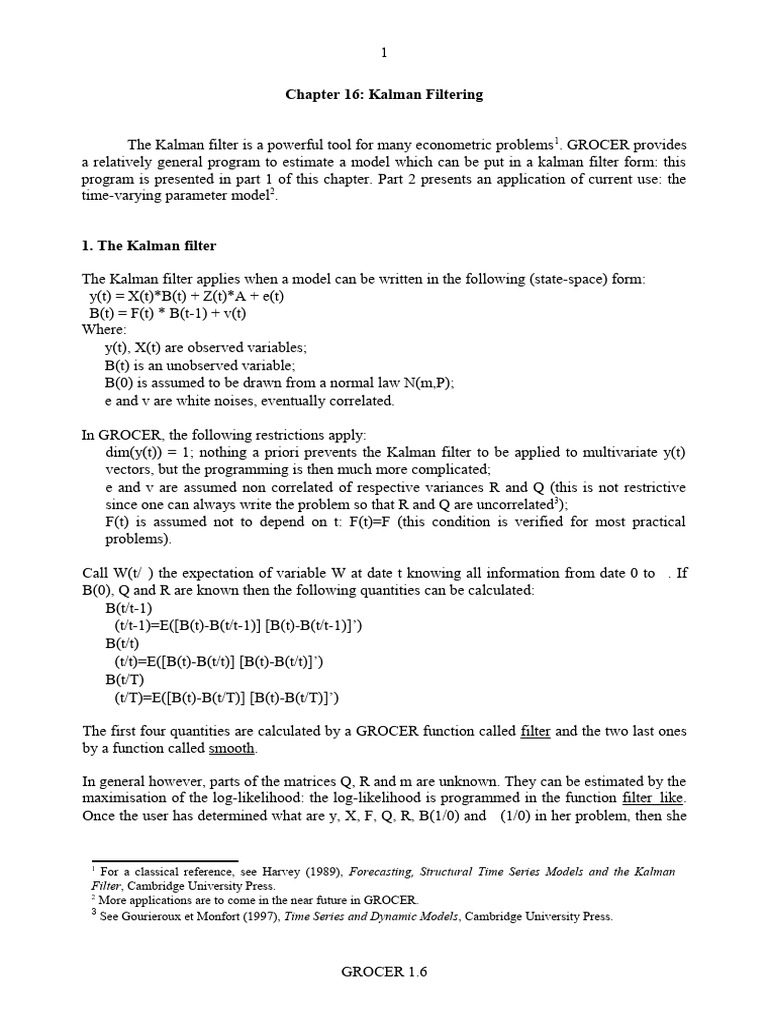 16.kalman | PDF | Kalman Filter | Ordinary Least Squares
