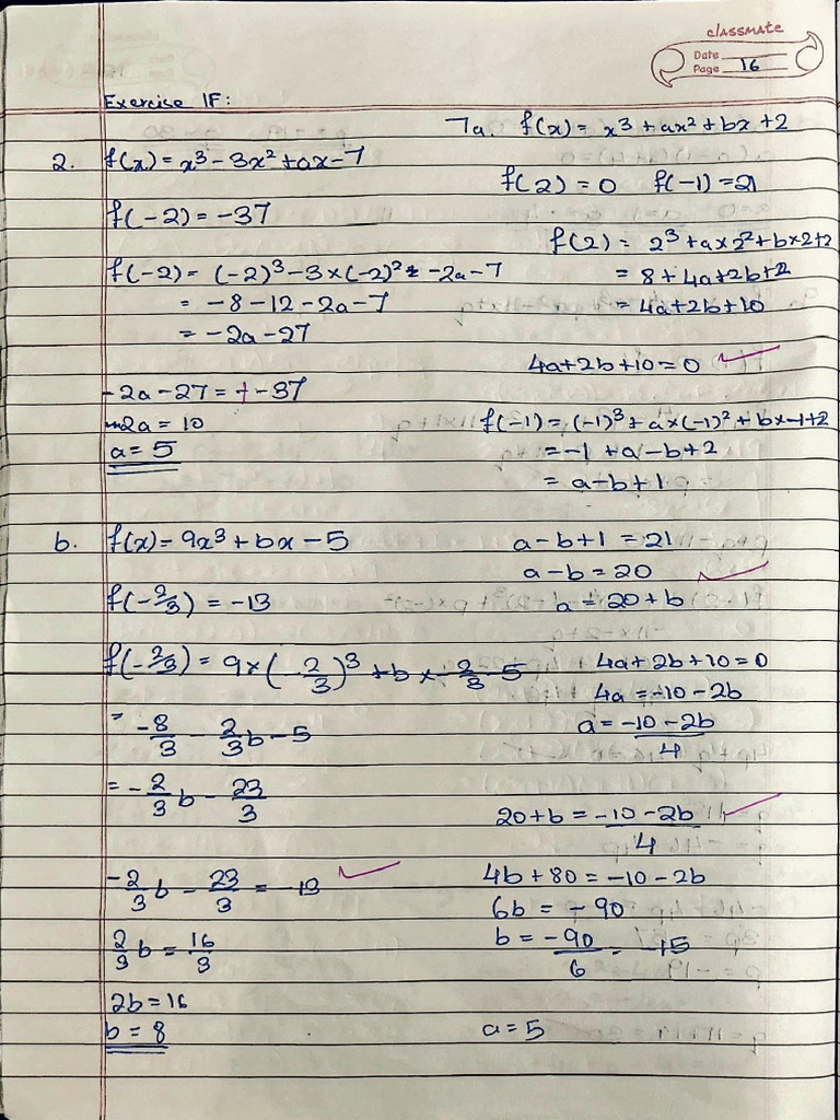 A Level Pure Mathematics 2 & 3: Chapter 1 Last Excerise 1F Answers | PDF
