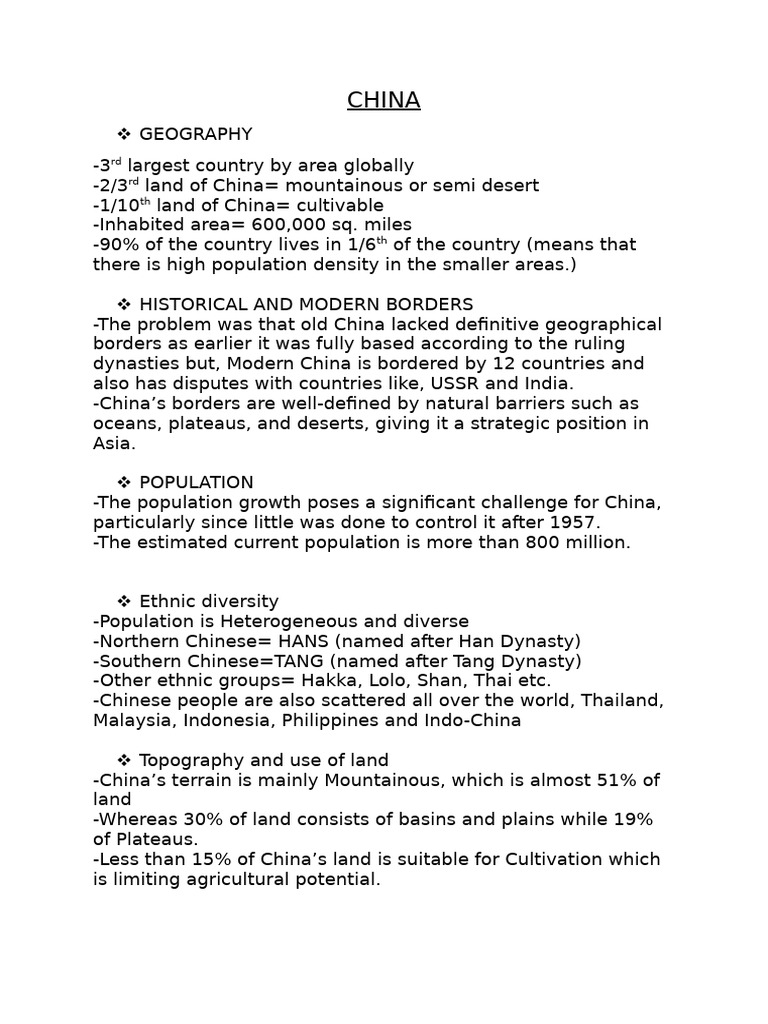 Overview of China's Geography and Population | PDF
