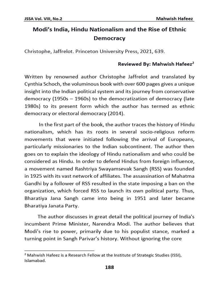 Modi, Hindu Nationalism, and Ethnic Democracy | PDF | Narendra Modi ...