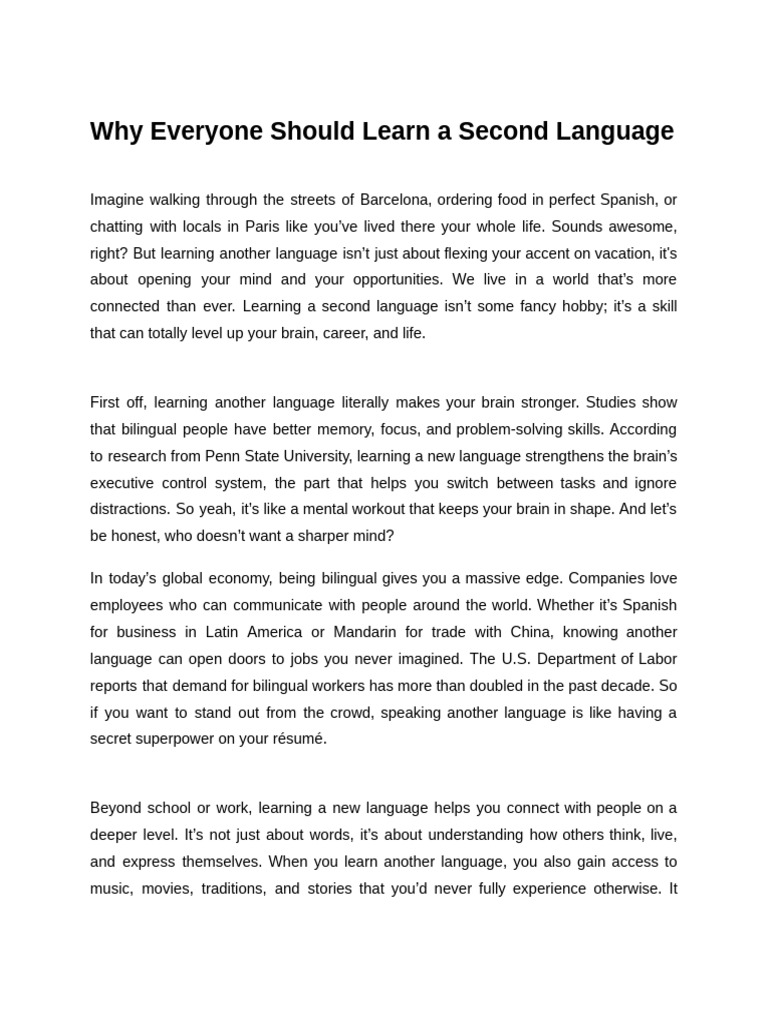 Why Everyone Should Learn A Second Language (SPEECH) Documents de(02)