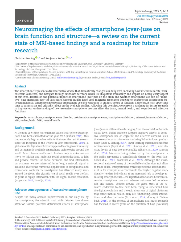 Neuroimaging The Effects of Smartphone (Over-) Use On Brain Function ...