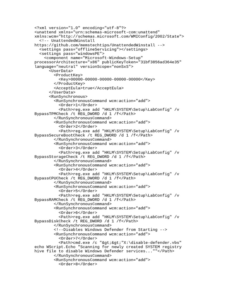Unattended Windows Installation Script | PDF | Windows Registry ...