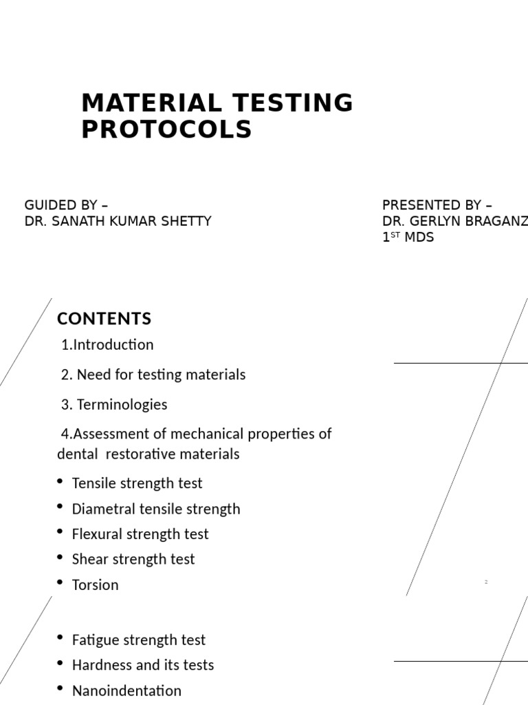 Dental Material Testing Protocols | PDF | Strength Of Materials ...
