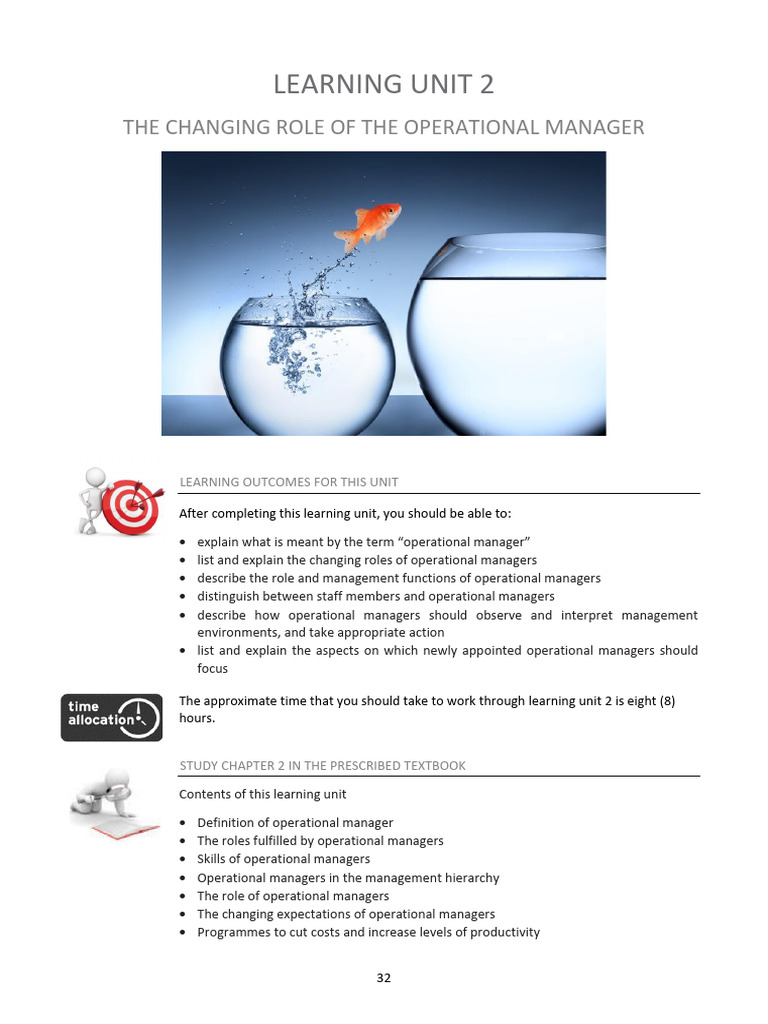 MNG1602 - Learning Unit 2 - The Changing Role of The Operational ...