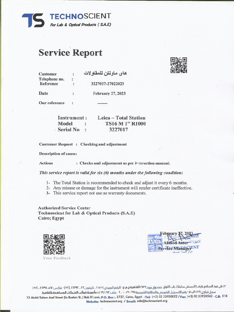 Total Station TS16 M Service Report | PDF