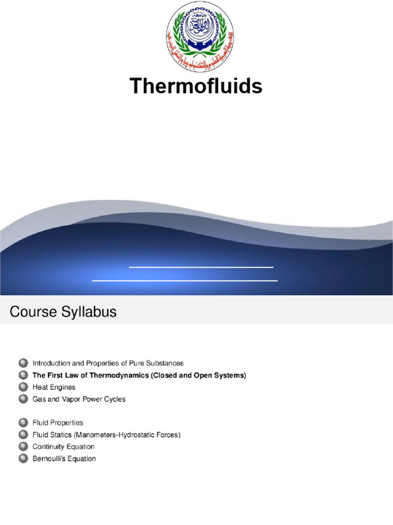 Thermofluids Course Overview E ME 4309 | PDF