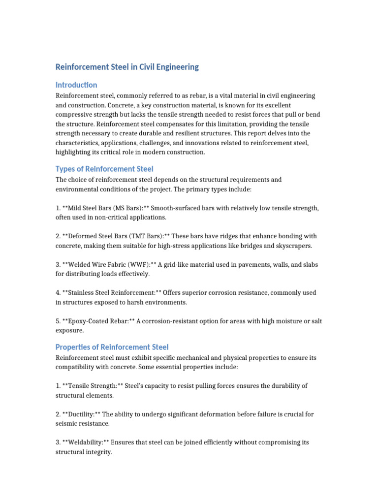 Reinforcement Steel in Civil Engineering | PDF | Corrosion | Reinforced ...