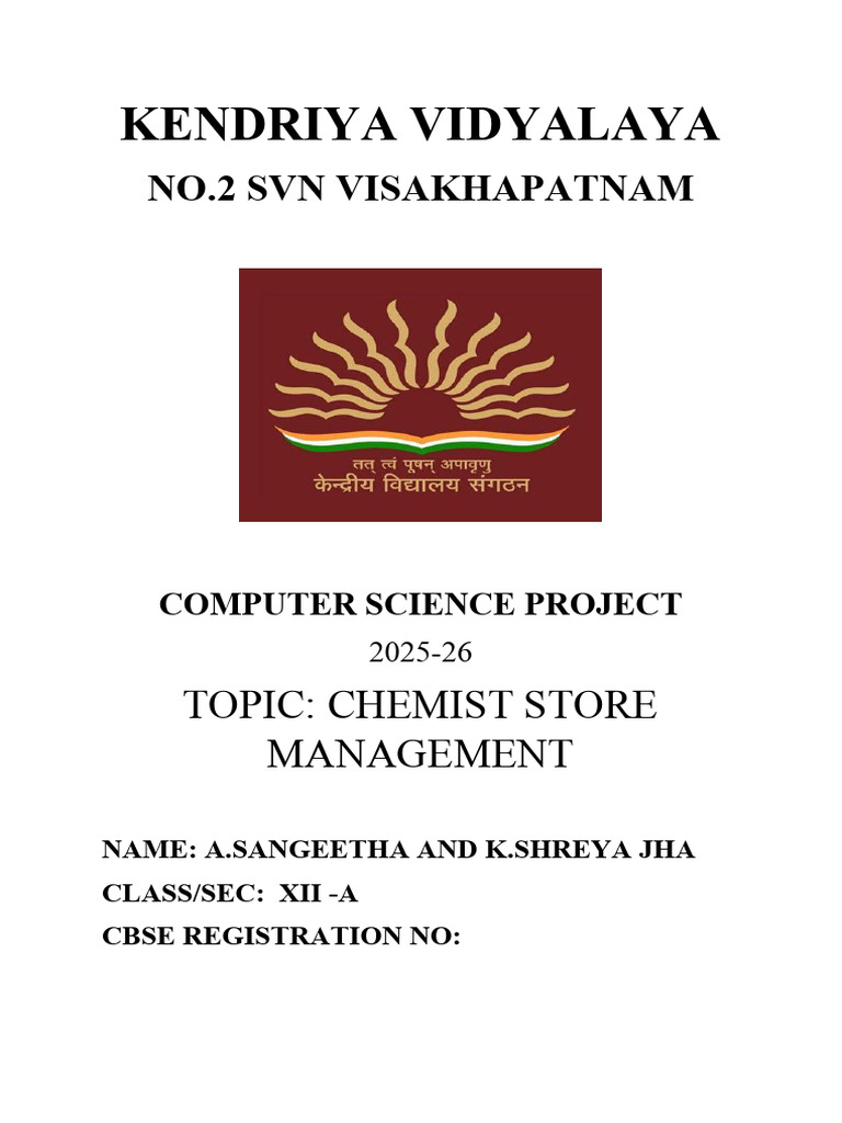 Chemist Store Management System Project | PDF | Software Engineering ...