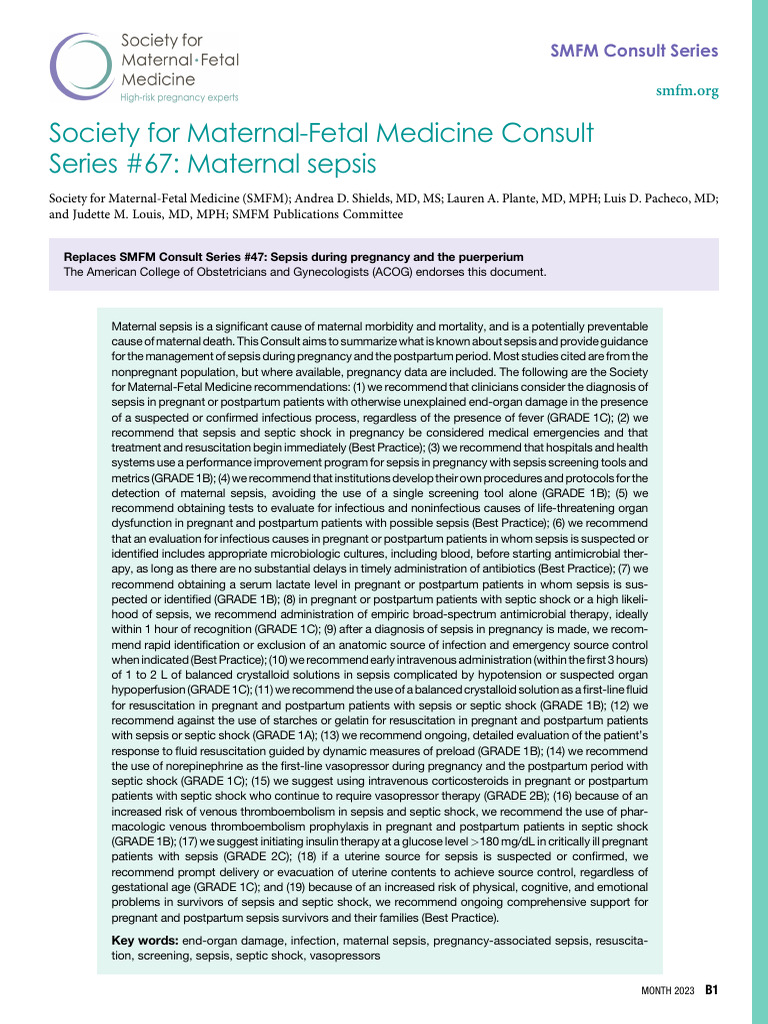 Maternal Sepsis Management Guidelines | PDF | Sepsis | Methicillin ...