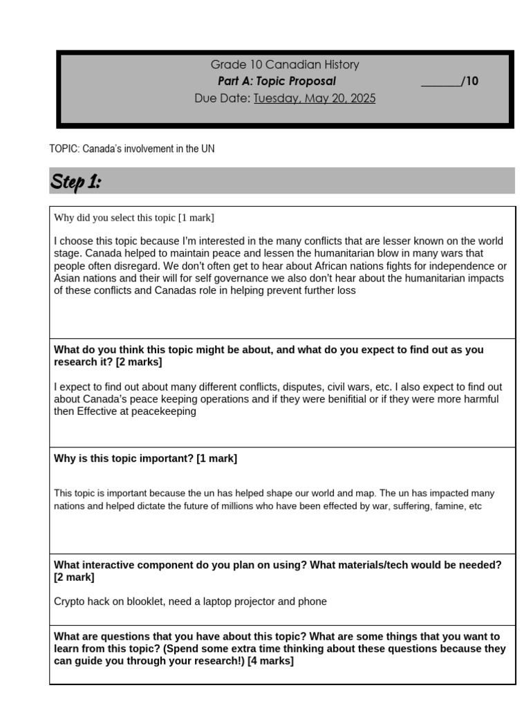 Copy of Copy of Part A: Topic Proposal Culminating 2025 | PDF