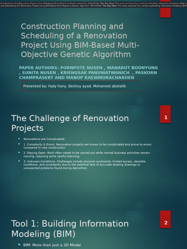 Construction Planning and Scheduling of A Renovation Project | PDF ...