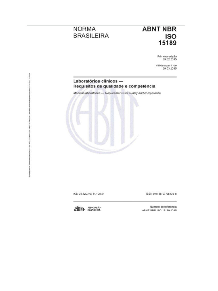 Abnt NBR Iso 15.189-2015 | PDF