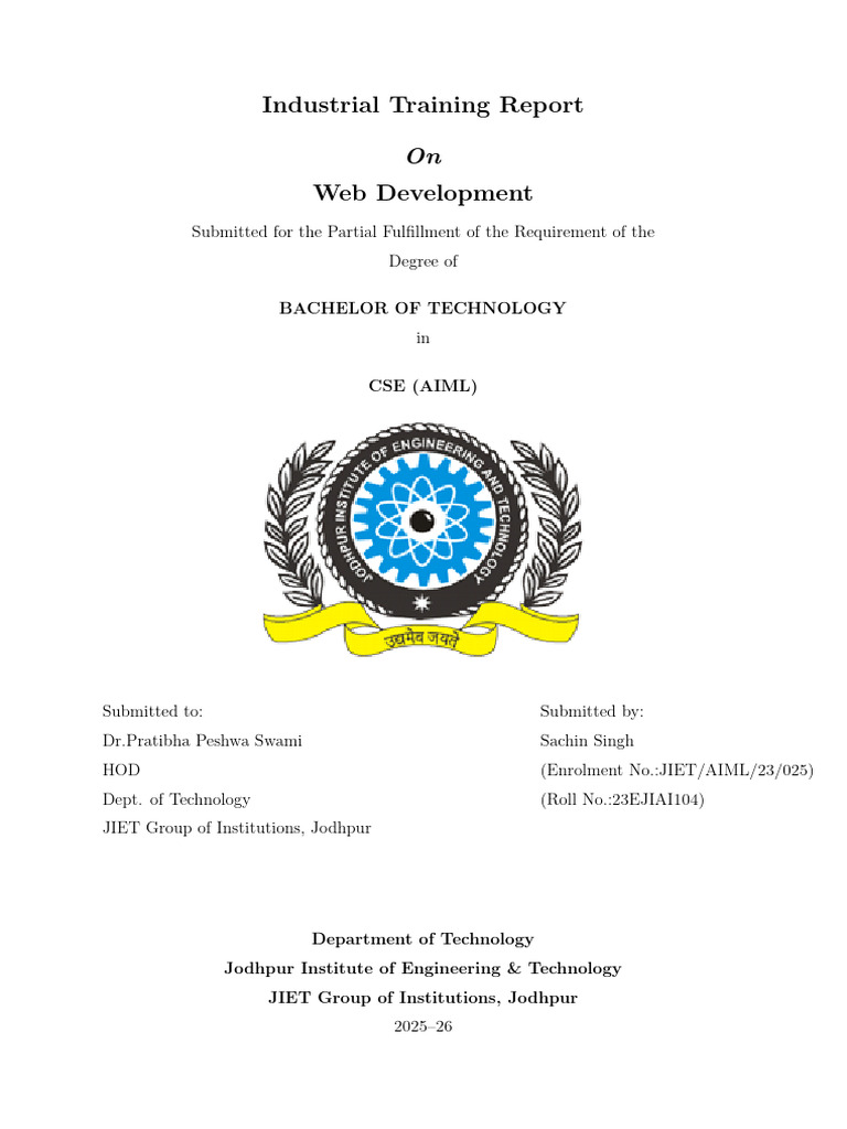 Web Development Internship Report | PDF | Html | Web Development
