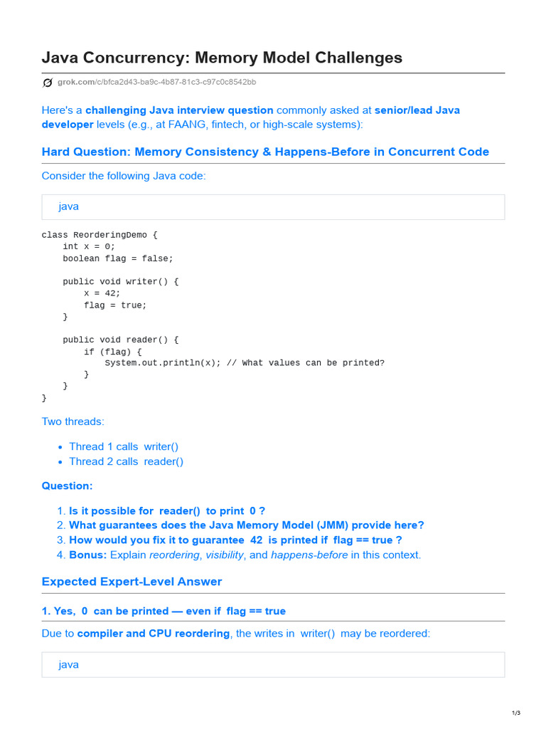 Java Memory Model: Concurrency Issues | PDF | Computing Platforms ...