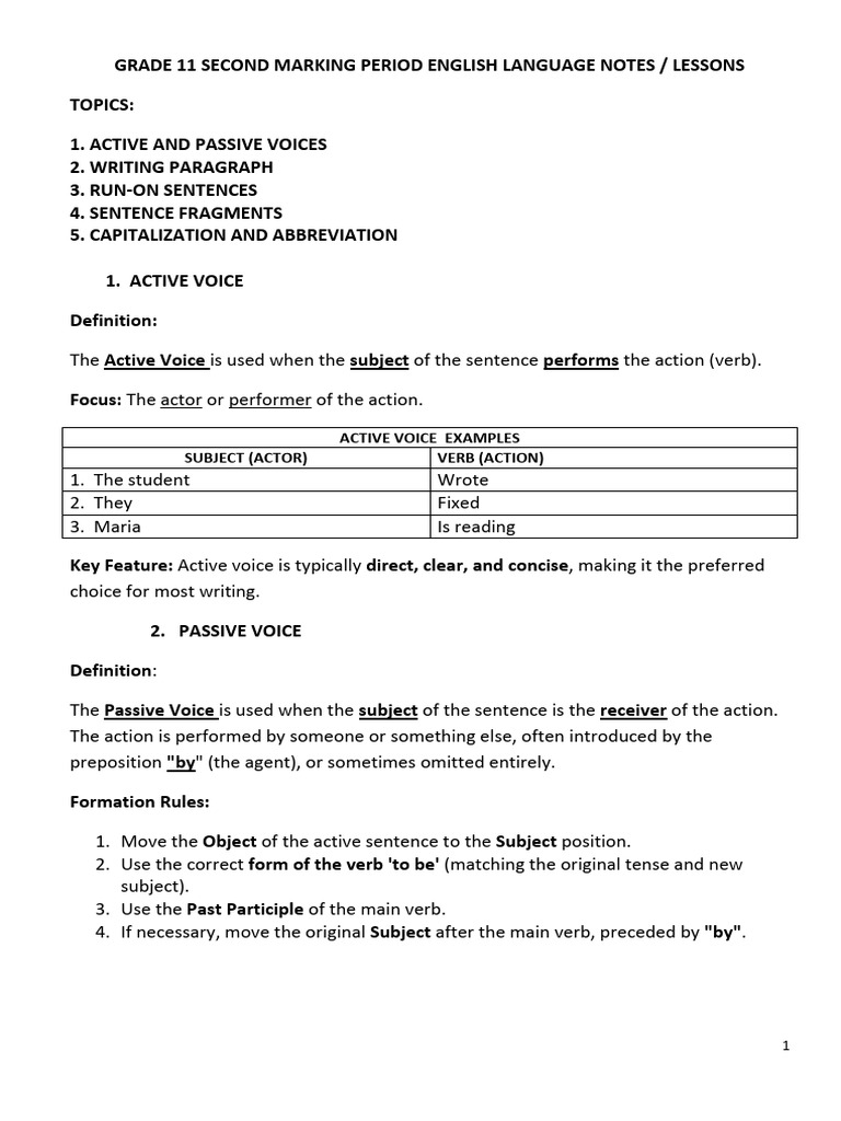 Grade 11 English Language Notes | PDF | Subject (Grammar) | Linguistic ...