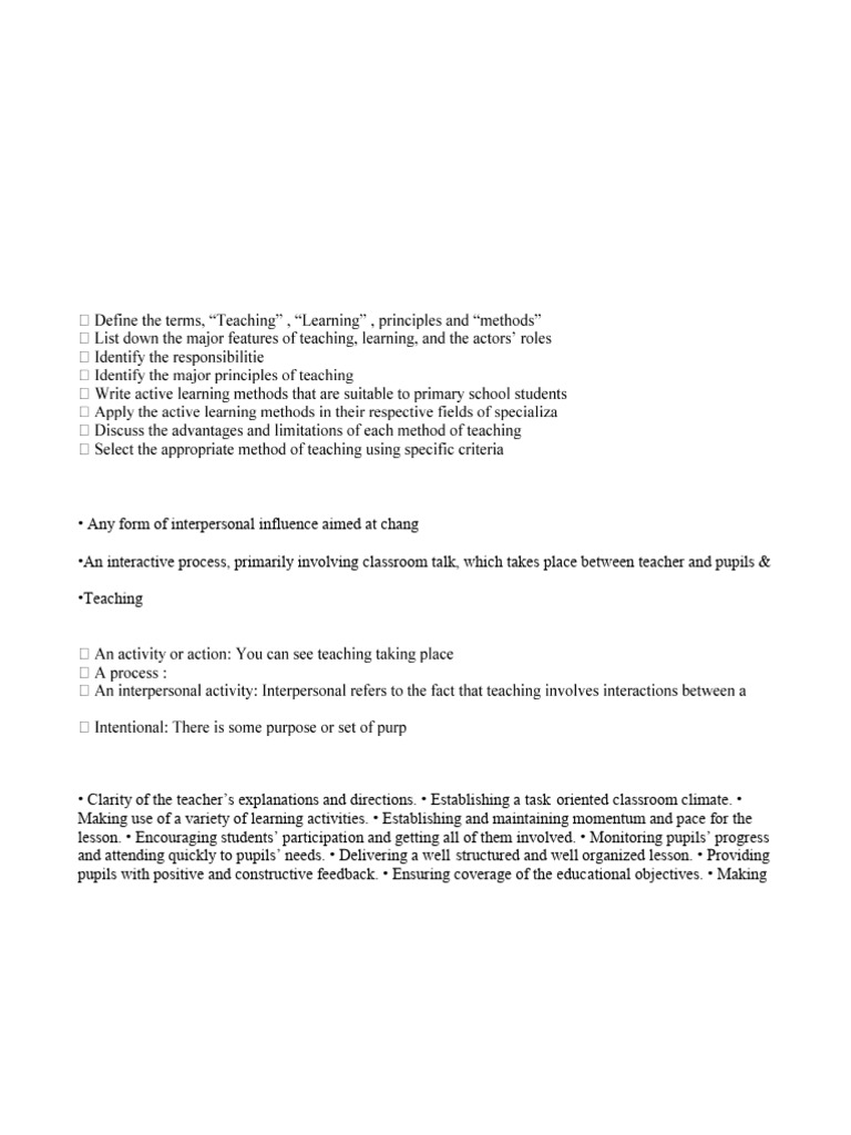 Effective Teaching Methods Overview | PDF | Learning | Perception