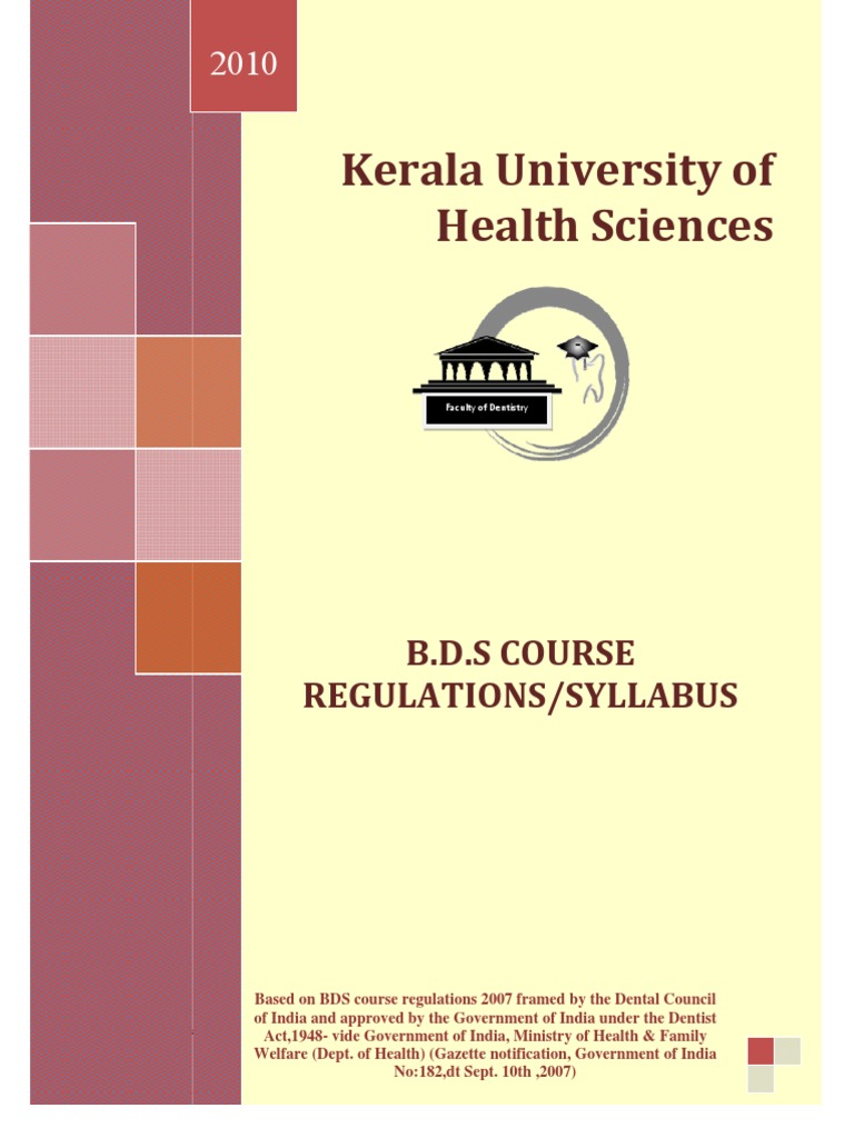 BDS Syllabus 2011 PDF Dental Degree Dentistry