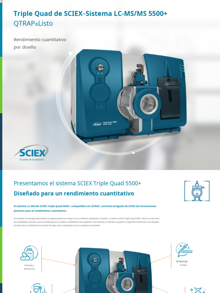 SCIEX 5500+ Brochure - Es | PDF | Espectrometría de masas | Software