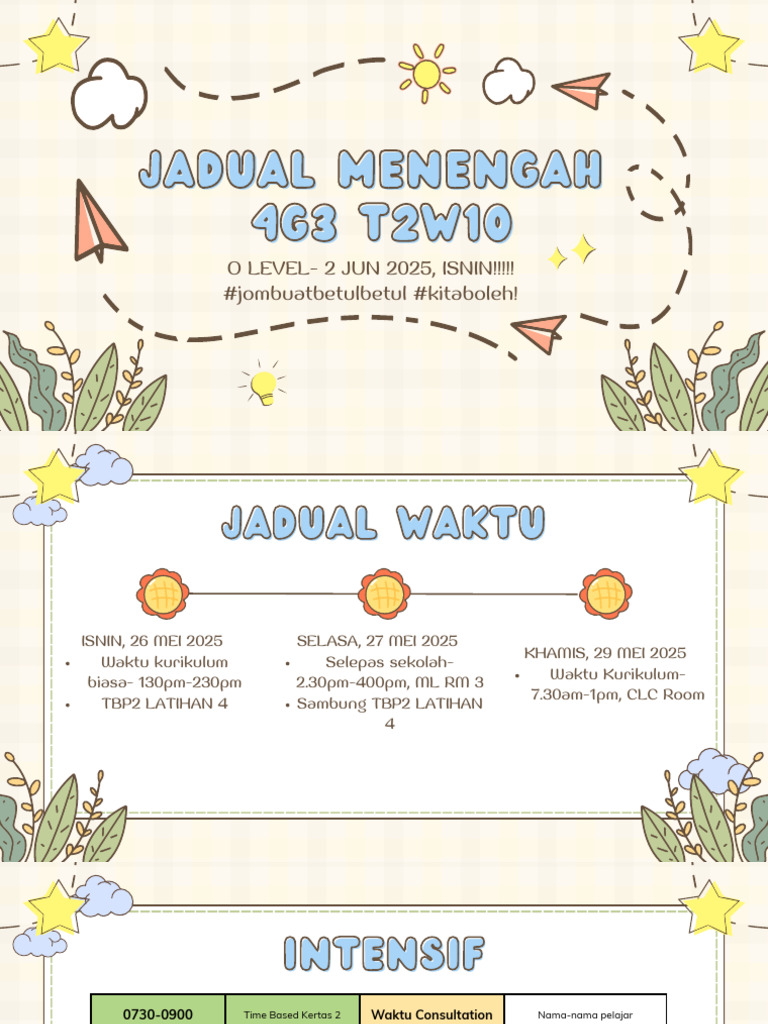 Jadwal Intensif O Level 2025 | PDF