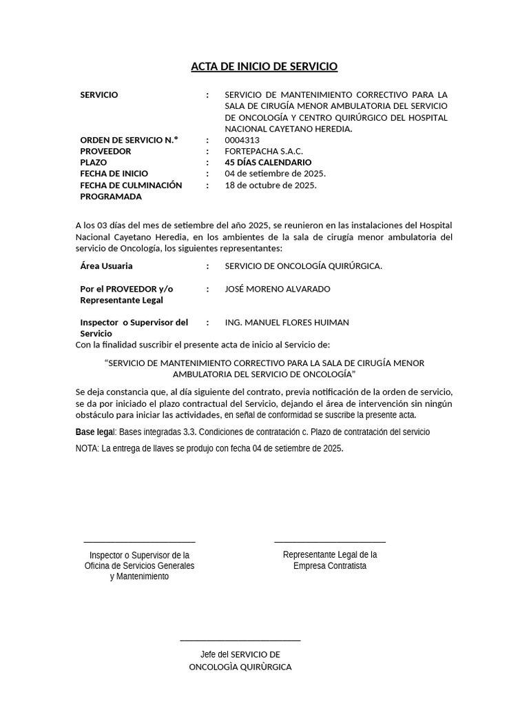 Acta de Inicio | PDF