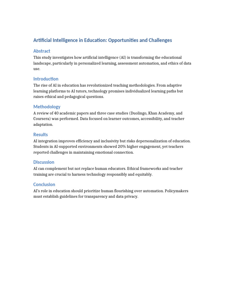 AI in Education: Benefits and Ethical Concerns | PDF