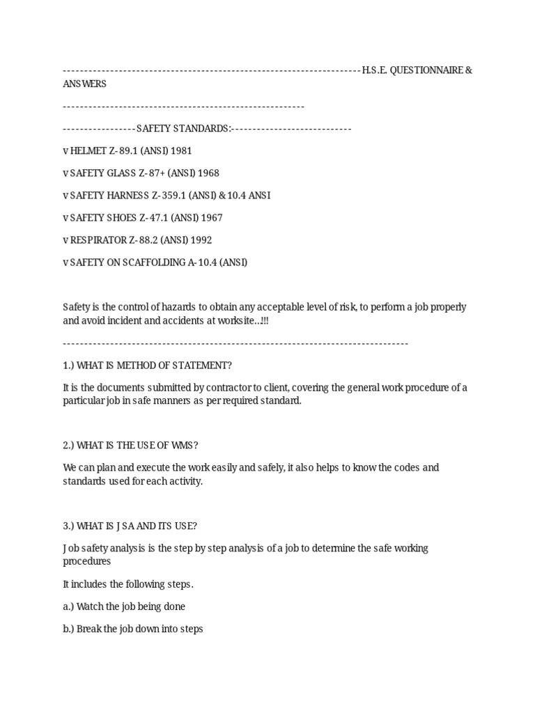 HSE Safety Standards and Procedures Guide | PDF