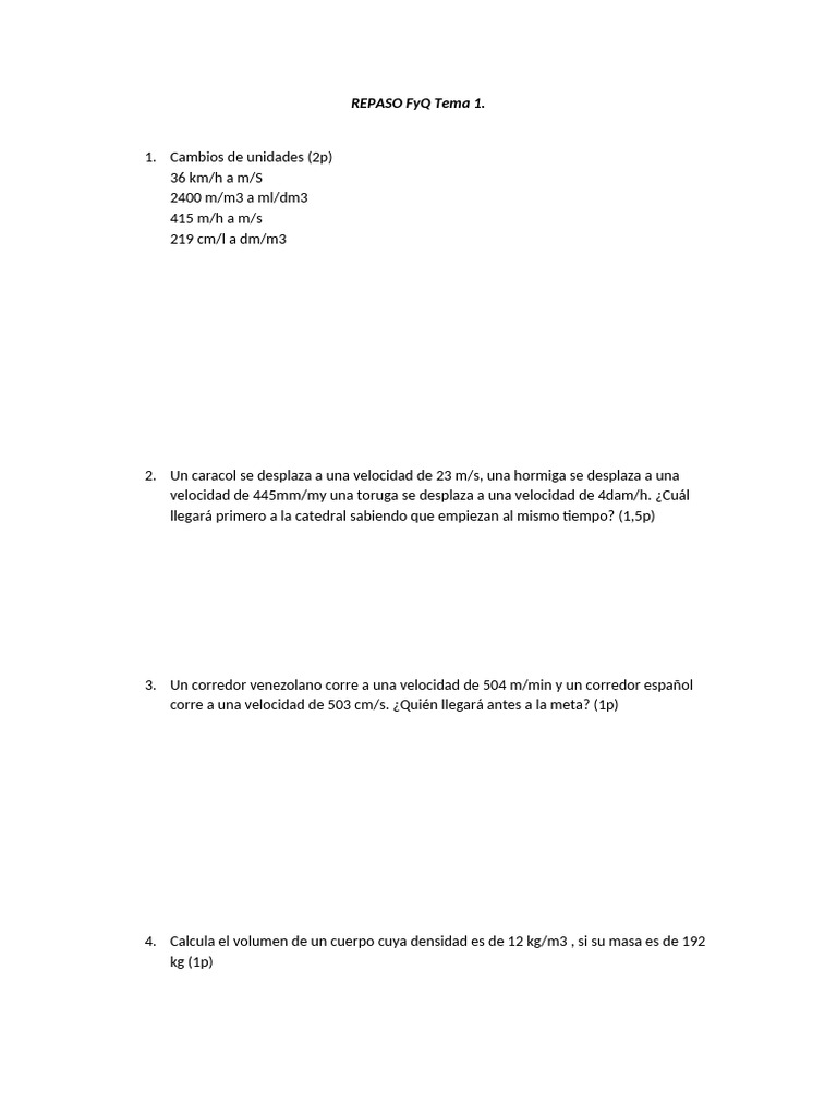 Repaso Fyq Tema 1 | PDF