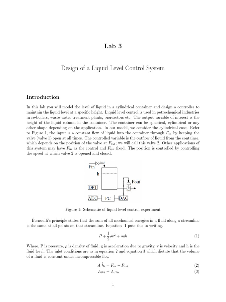 Liquid Level Control System Design | PDF | Liquids | Valve