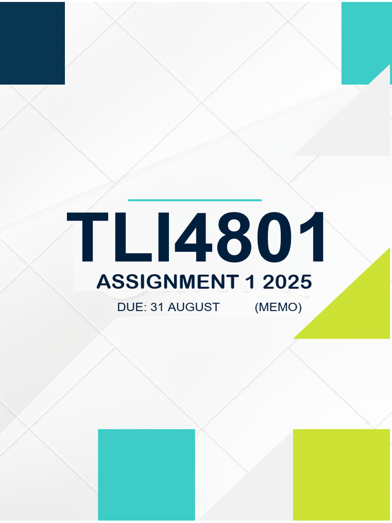 Tli4801 Assignment 1 Memo 2025 (Due 31 August 2025) | PDF | Business ...