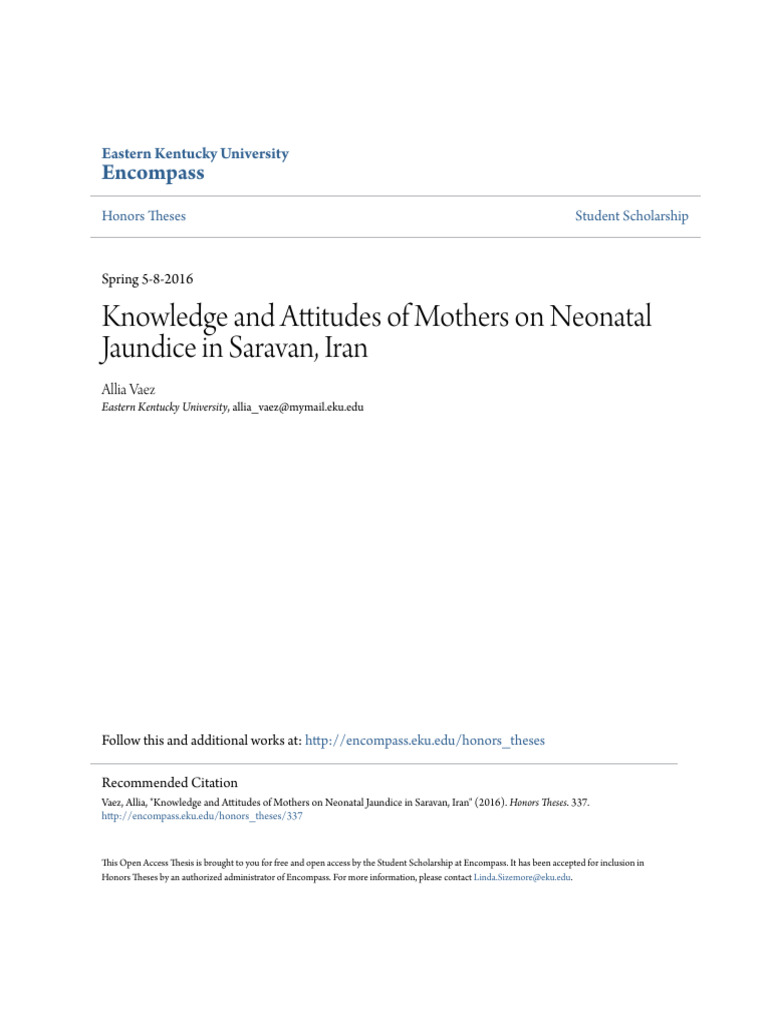 Knowledge and Attitudes of Mothers On Neonatal Jaundice in Sarava | PDF ...