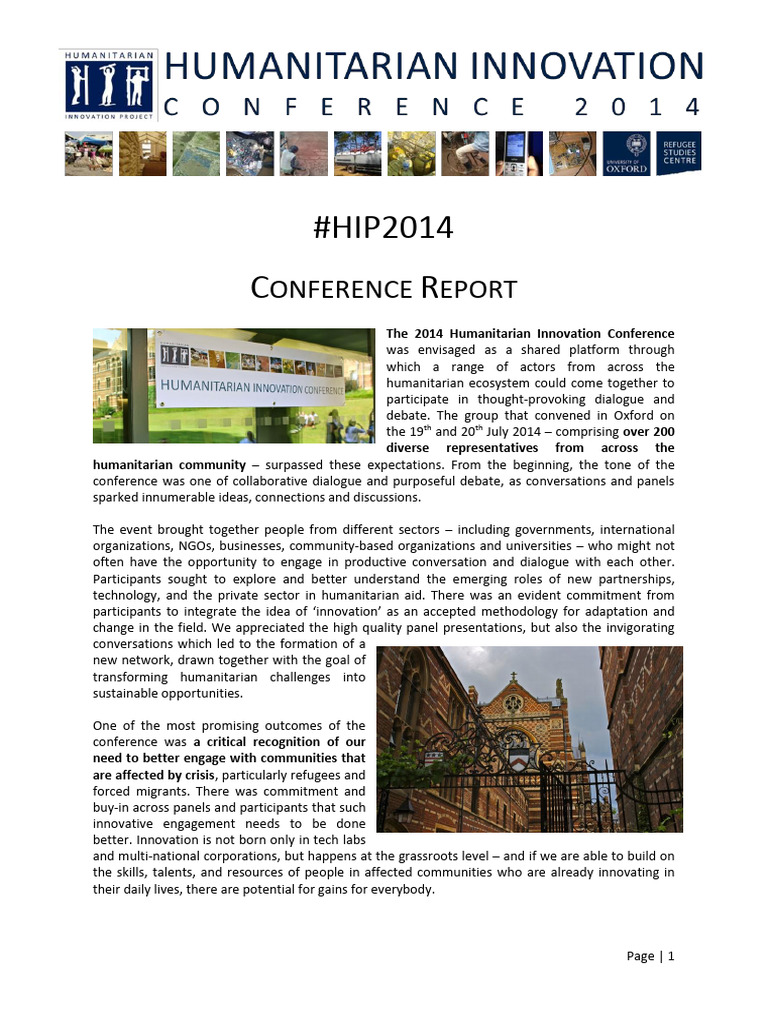 HIP2014 Conference Report FINAL1 | PDF | Innovation | Refugee