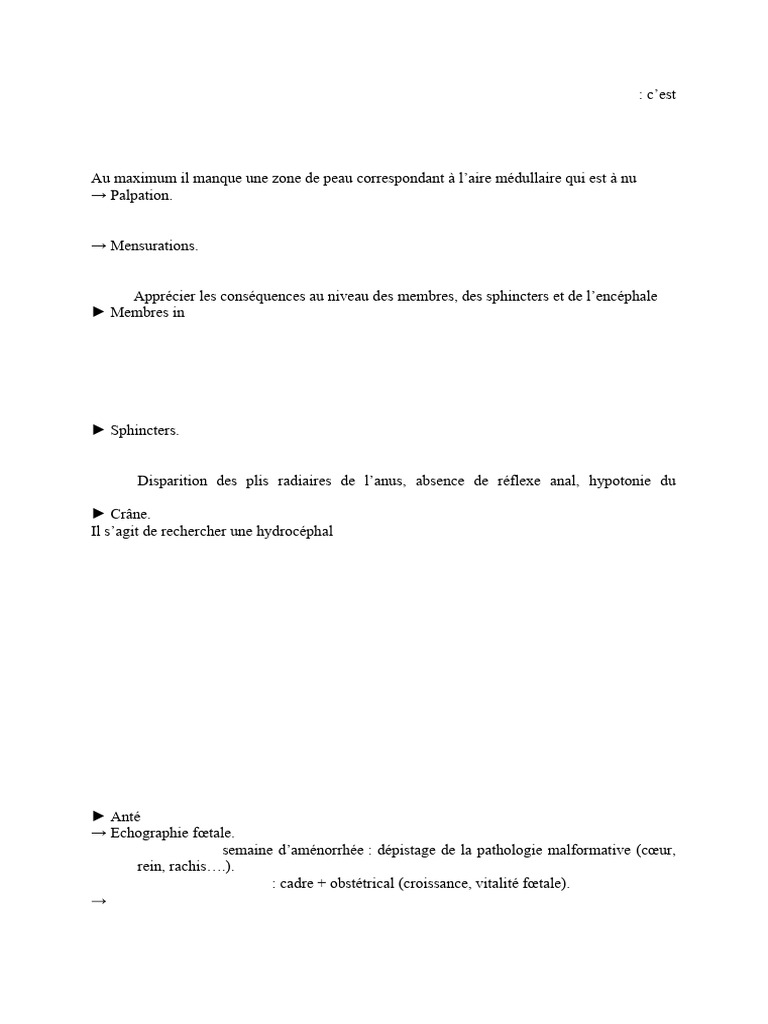 Myéloméningocèle : Diagnostic et Pronostic | PDF | Maladies et troubles ...