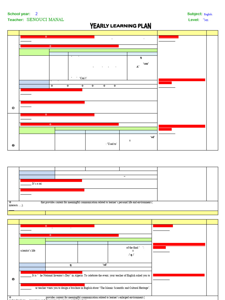 Yearly Learning Plan 3rdMS-2023-Aber Sabil | PDF | Learning | English ...