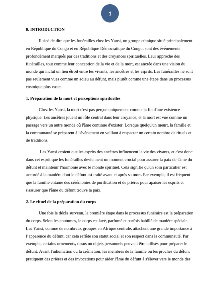 Funérailles Yansi : Rituels et Croyances | PDF | Funérailles | Mort