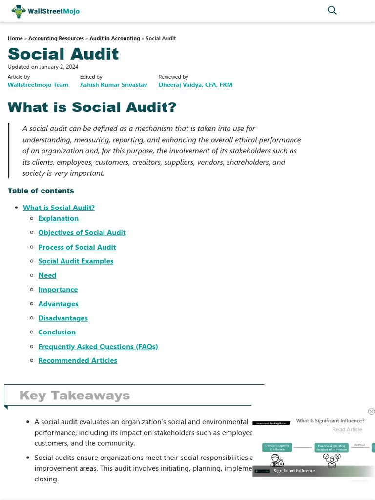 Social Audit (Meaning, Examples - Objectives & Imporatnce | PDF | Audit ...