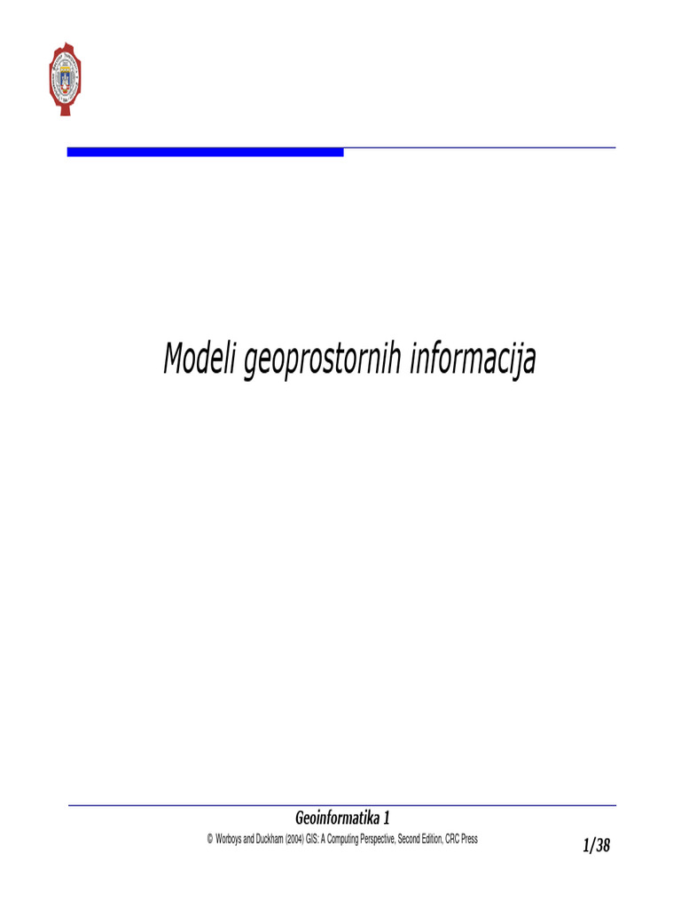 Geoinformatika 1 - Modeli Geoprostornih Informacija | PDF