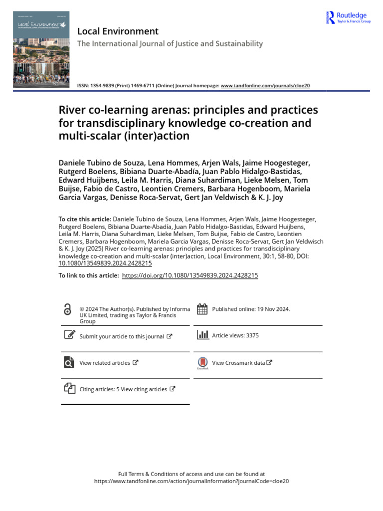 River Co-Learning Arenas Principles and Practices For Transdisciplinary ...