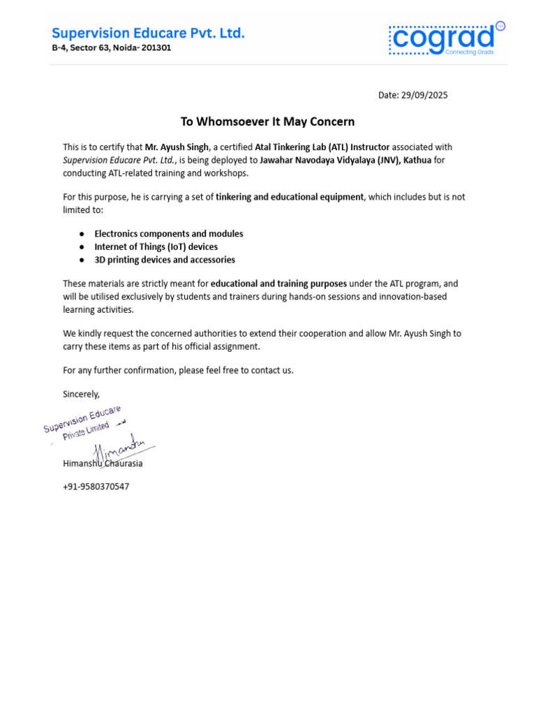 ATL Instructor Deployment Certificate | PDF