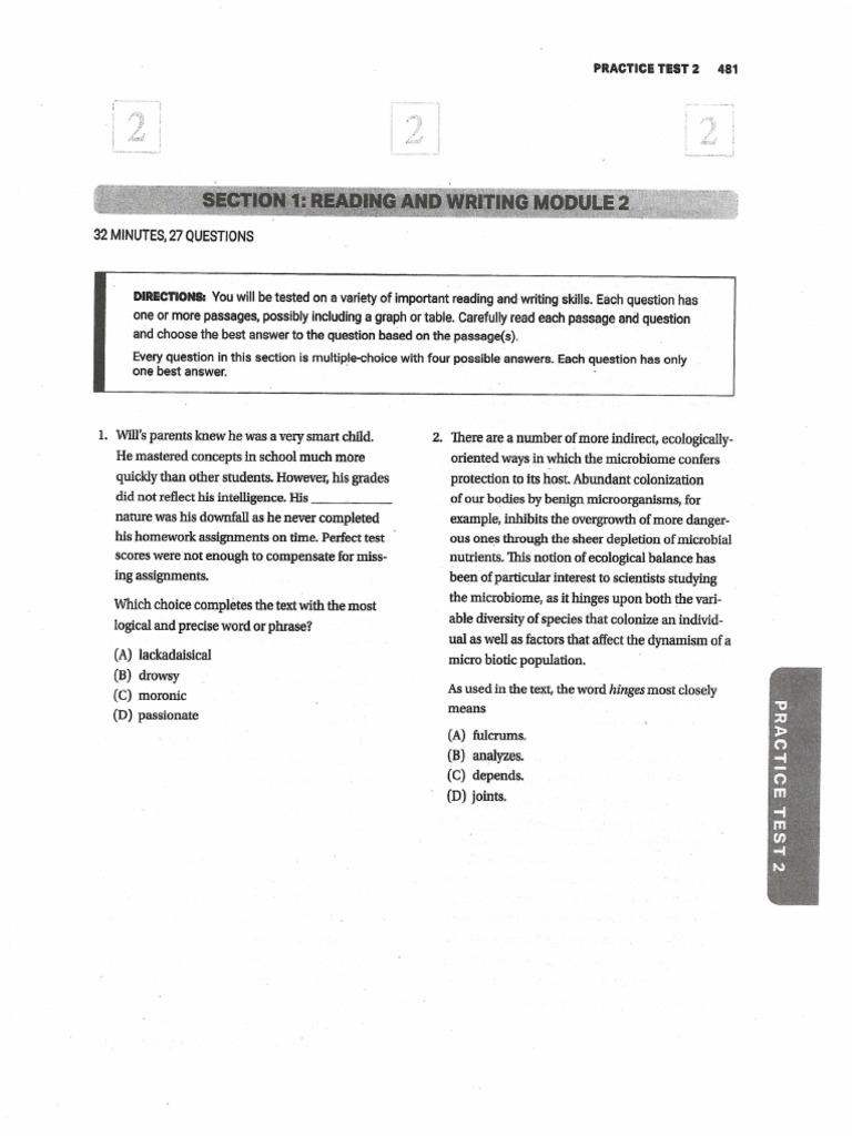 Barron's Practice Test 2.english Module 2 | PDF