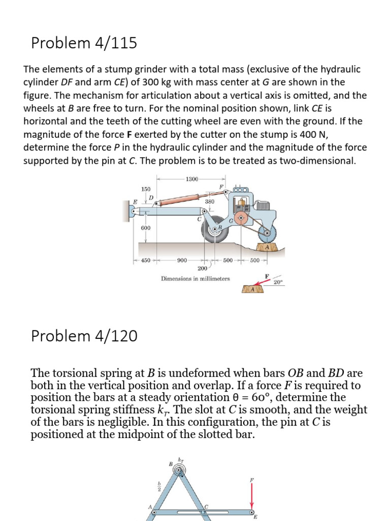 Stump Grinder Force Analysis Problems | PDF