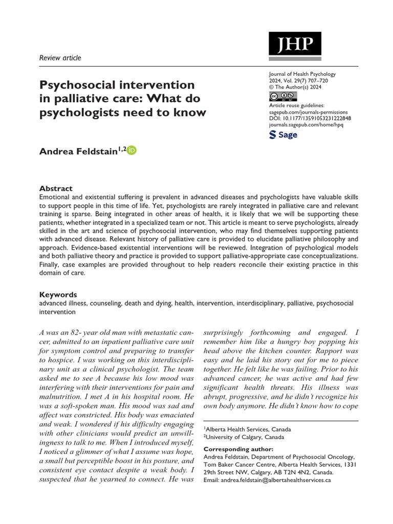 Psychosocial Strategies in Palliative Care | PDF | Palliative Care ...