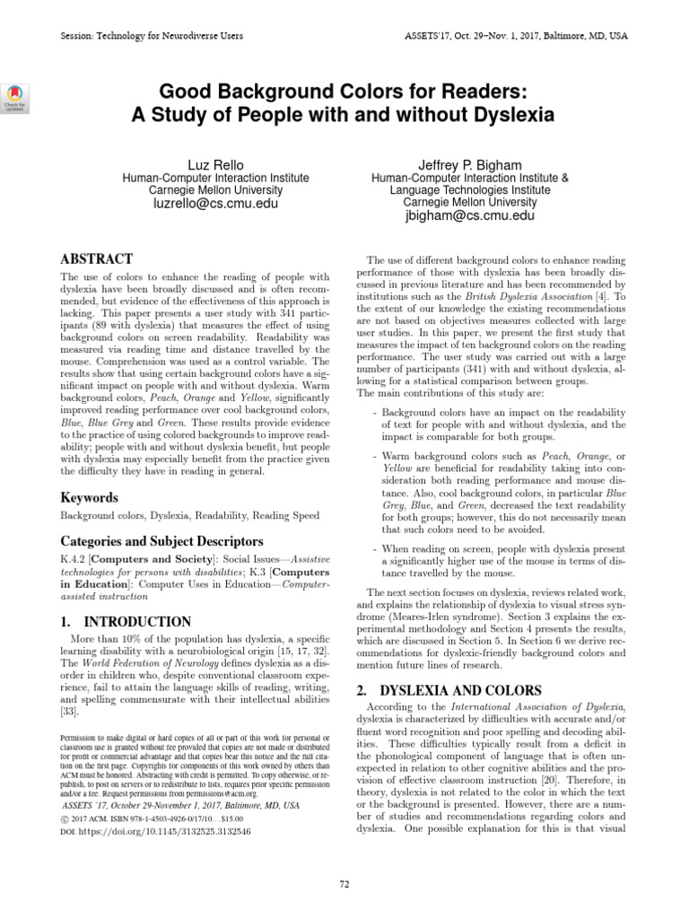 Effective Background Colors for Reading | PDF | Dyslexia | Color