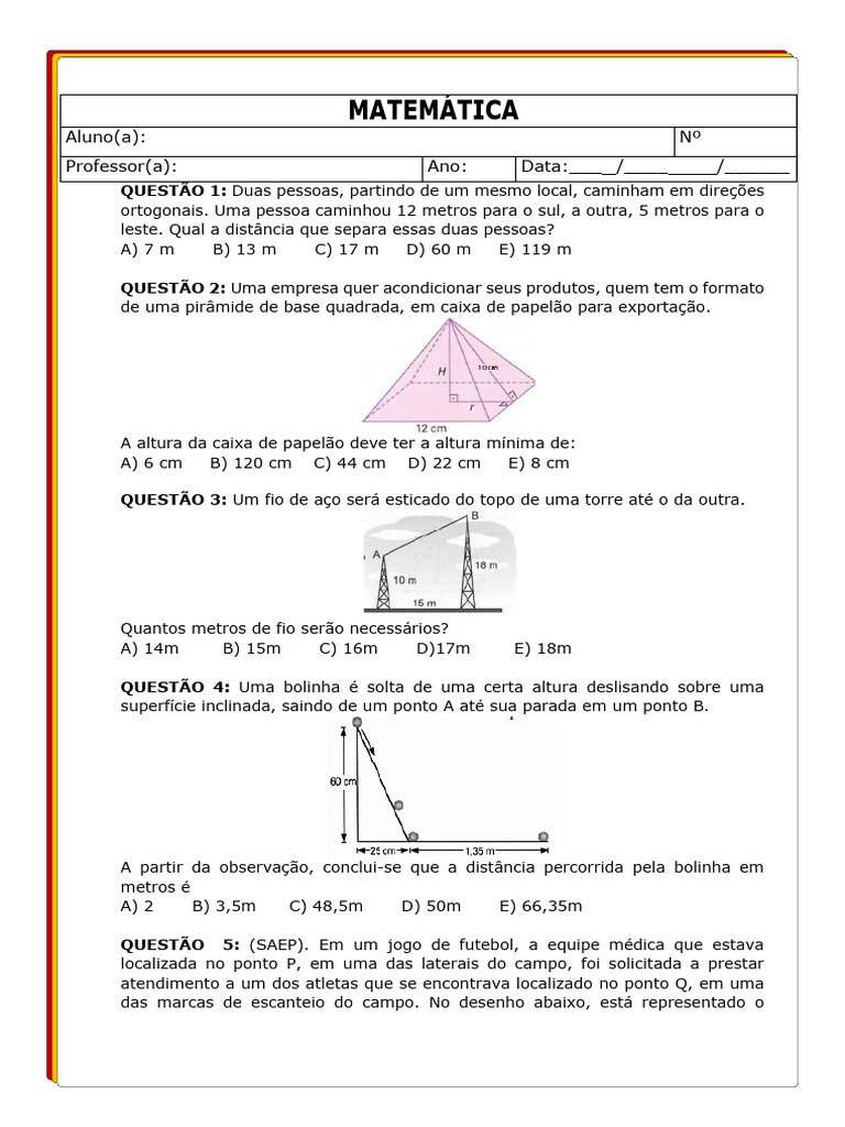Questões de Matemática e Geometria | PDF | Triângulo