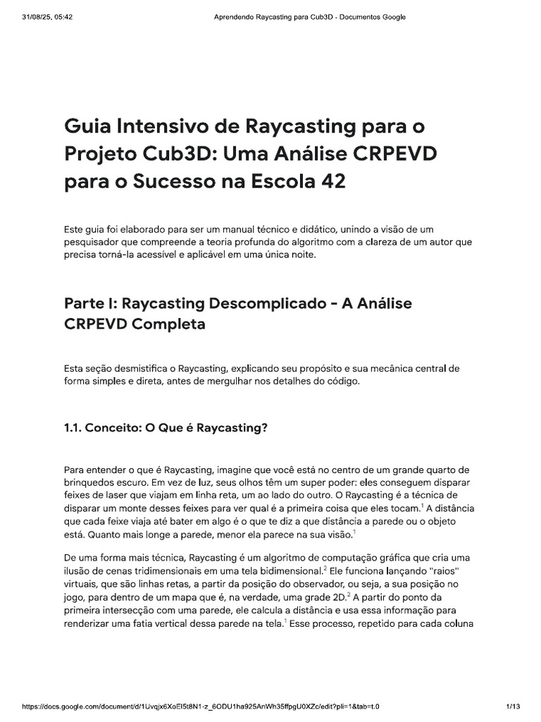 Guia Intensivo de Raycasting para o Projeto Cub3D-Uma Análise CRPEVD ...